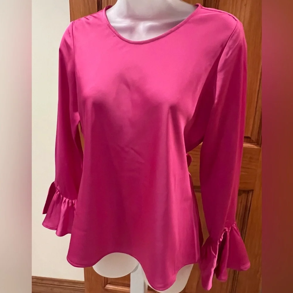 NEW JCrew Garden Blouse with Ruffled Sleeves  in Pink, Size Classic-XS - Picture 8 of 12